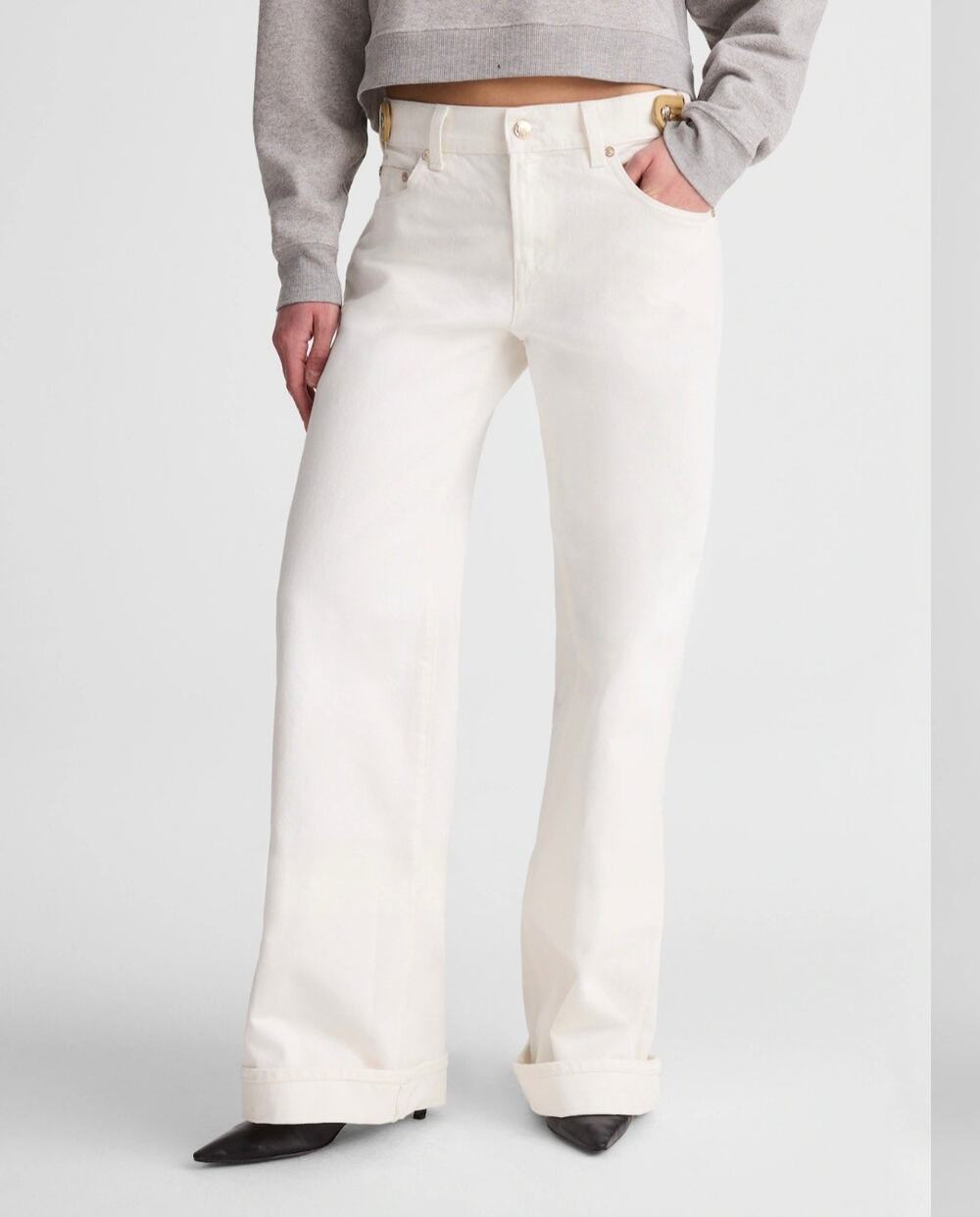 Madewell Benjamin Talley Smith Coolidge Low Rise Wide Leg Jeans White NWT 29